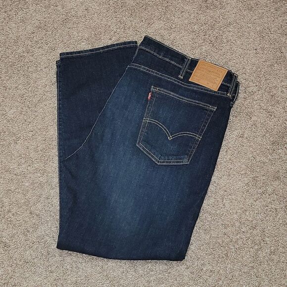 New Levi's Flex Premium 502 Taper Dark Wash Denim Jeans Big & Tall 44 x 32 - Picture 8 of 10